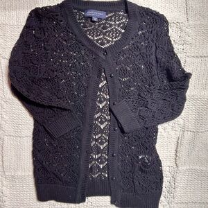 Jones New York Black Crochet Cardigan